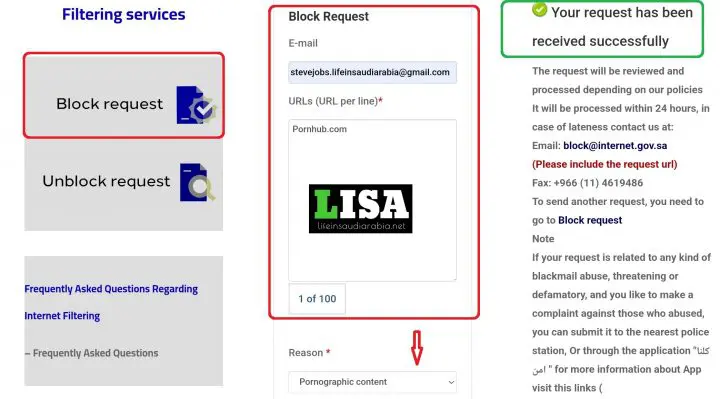 How to block a website in Saudi Arabia?