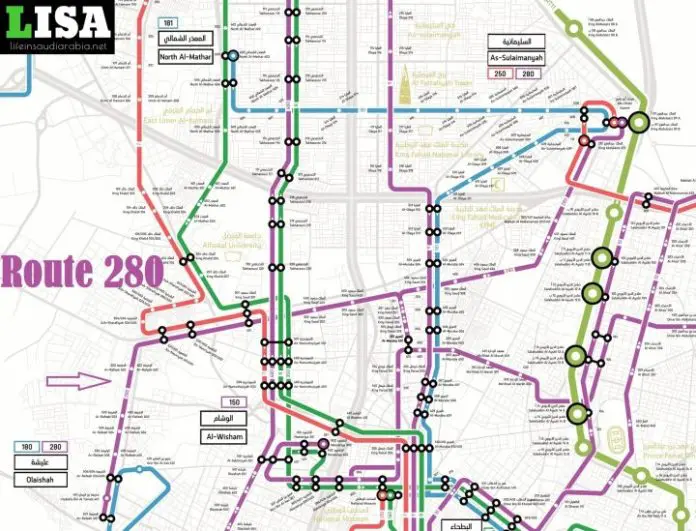 33 Routes: Riyadh Metro City Bus Map - 2024 - Life In Saudi Arabia